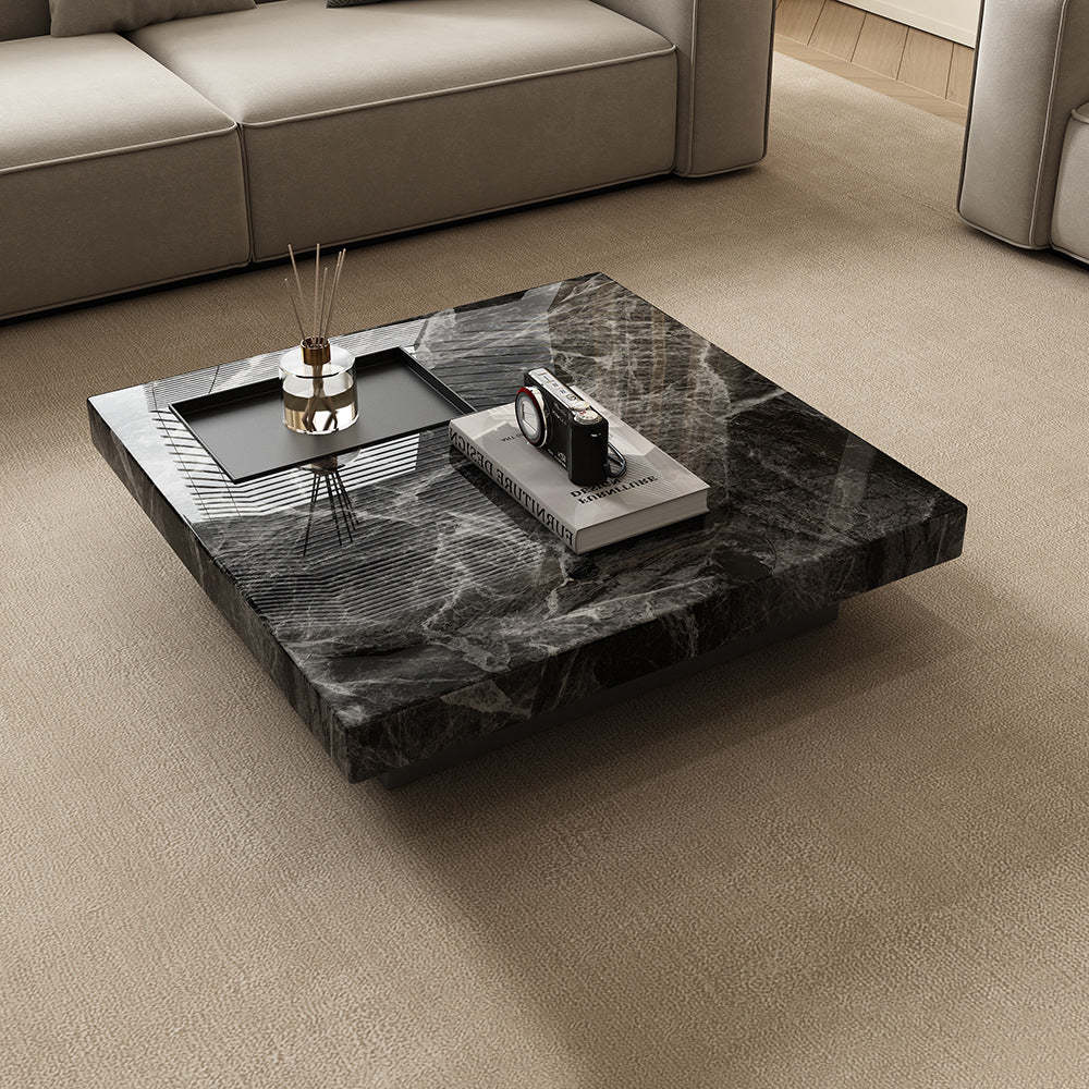Modern Slate Steel Wood Coffee Table