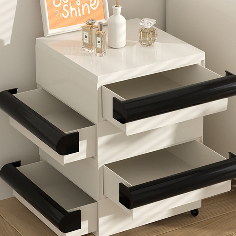 Scandinavian Cubic Movable Nightstand 2/3/4-Drawer — 3 / Black & Red