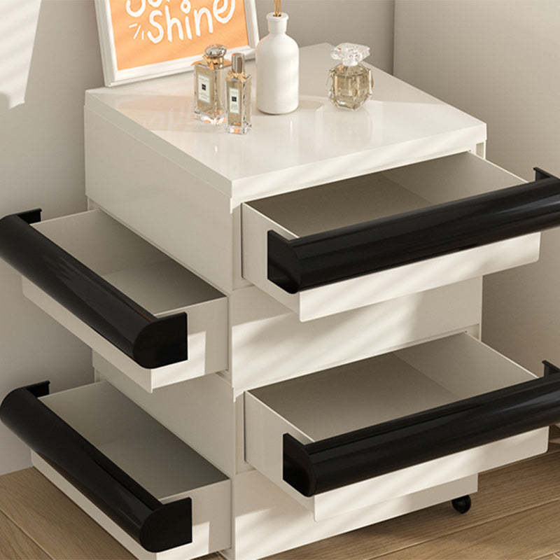 Scandinavian Cubic Movable Nightstand 2/3/4-Drawer — 3 / Black & Red