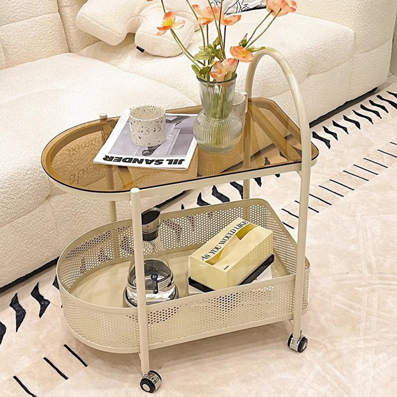 Modern Semicircle Glass Iron Movable Side Table