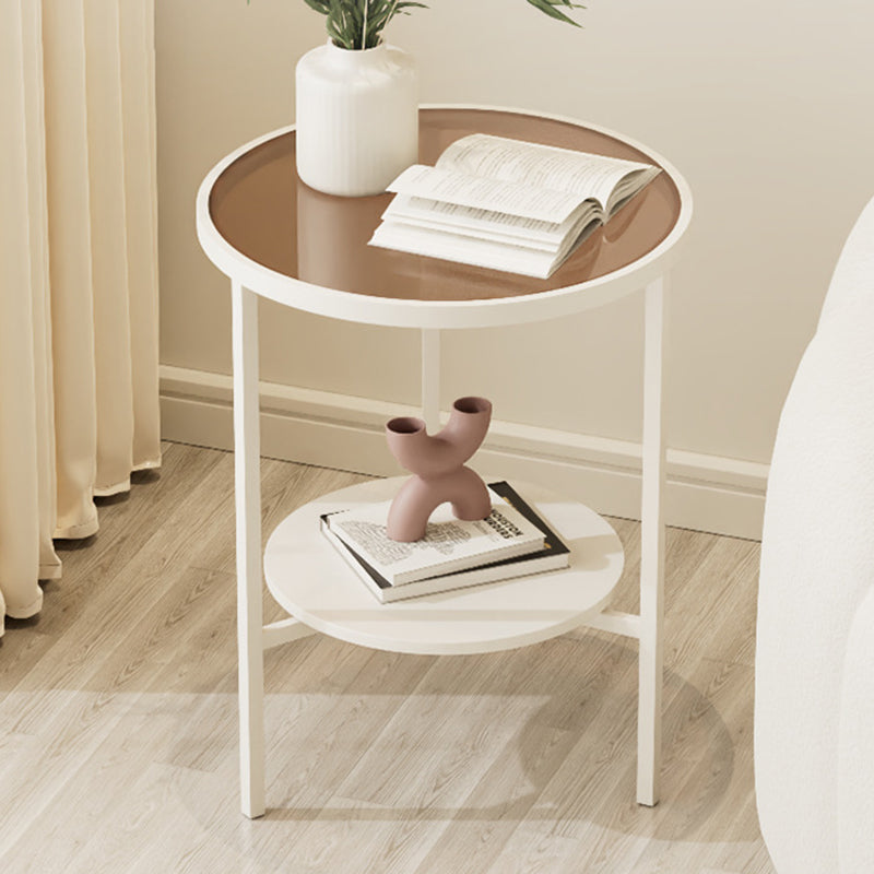 Minimalist Glass Sintered Stone Round Coffee Table 1-Shelf