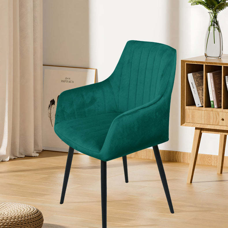 Minimalist Iron Velvet Dining Armchair — Yellow