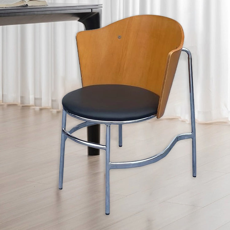 Nordic Curved Wood Iron Leather Chair