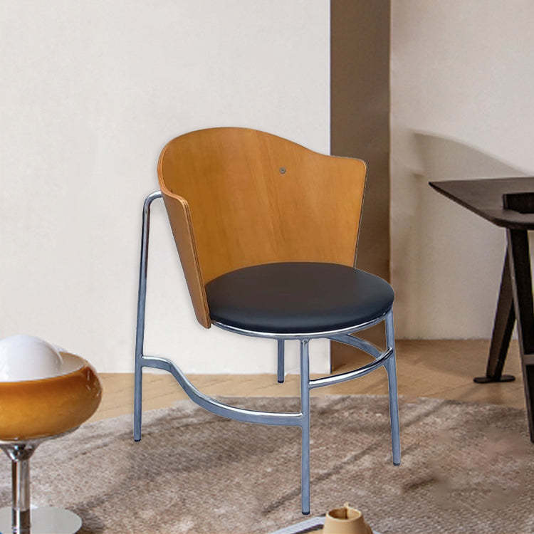Nordic Curved Wood Iron Leather Chair