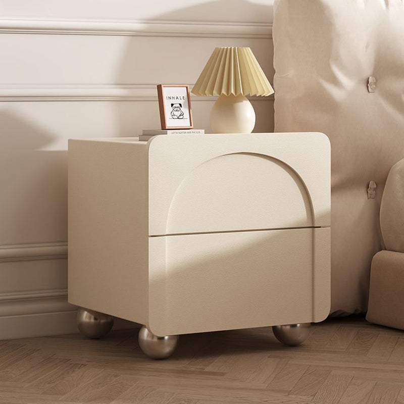 Minimalist carbon ball-base beige nightstands — 17.72" L x 15.75" W x 19.69" H