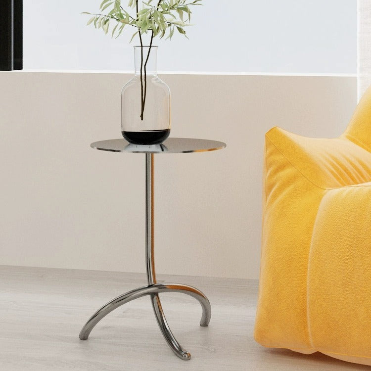 Minimalist J-Shape Steel Coffee Table — Gold