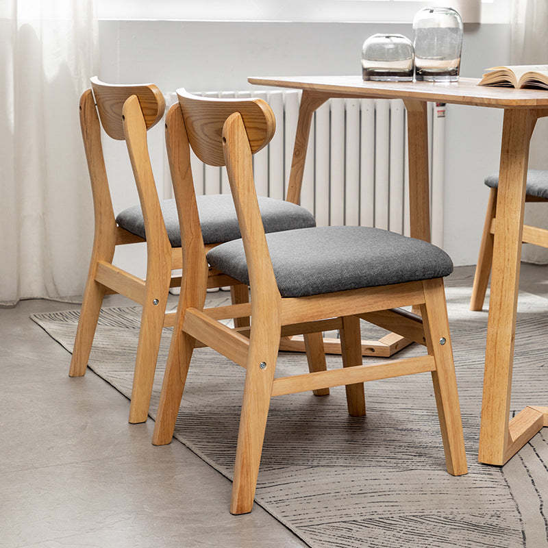 Retro Linen Upholstered Wood Dining Chair