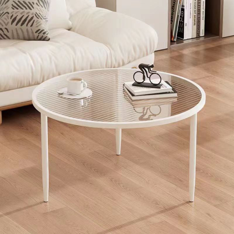 Minimalist Round Glass Metal Coffee Table