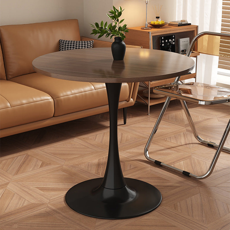 Modern Faux Wood Grain Steel End Table — Walnut Color