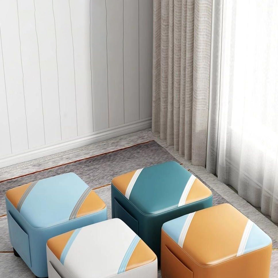 Scandinavian Tech Fabric Wood Low Stool