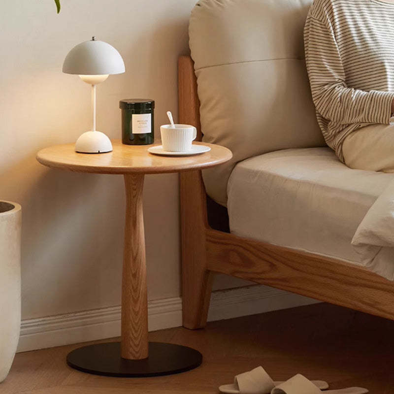 Traditional Rustic Oak Round Side Table