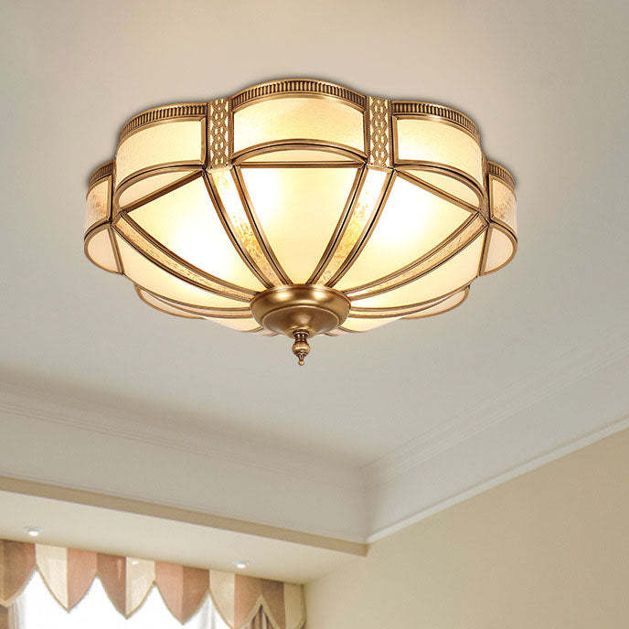 European Floral Copper Glass 3/4/6-Light Flush Mount