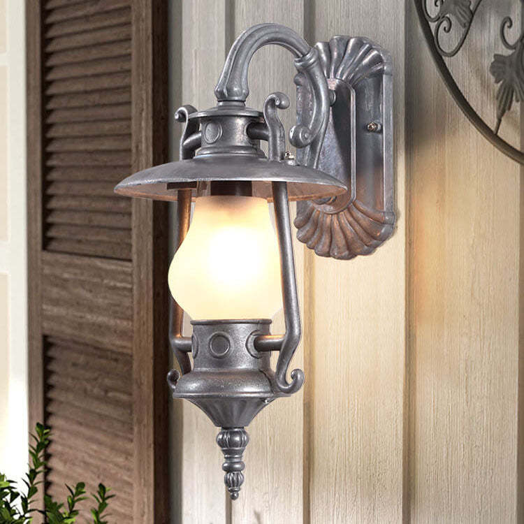 Industrial Retro Aluminum Kerosene Lamp Outdoor Wall Sconce — Silver / 110V-120V For US/CA