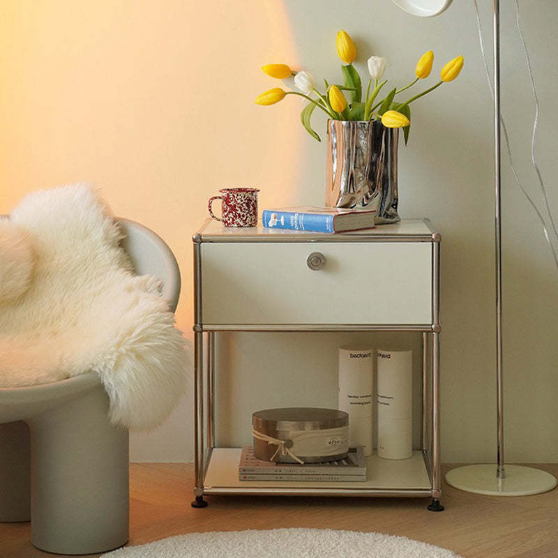 Minimalist Stainless Steel Nightstand 1-Drawer