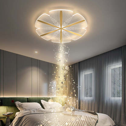 Minimalist Acrylic Petal Round Gold LED Flush Mount Light
