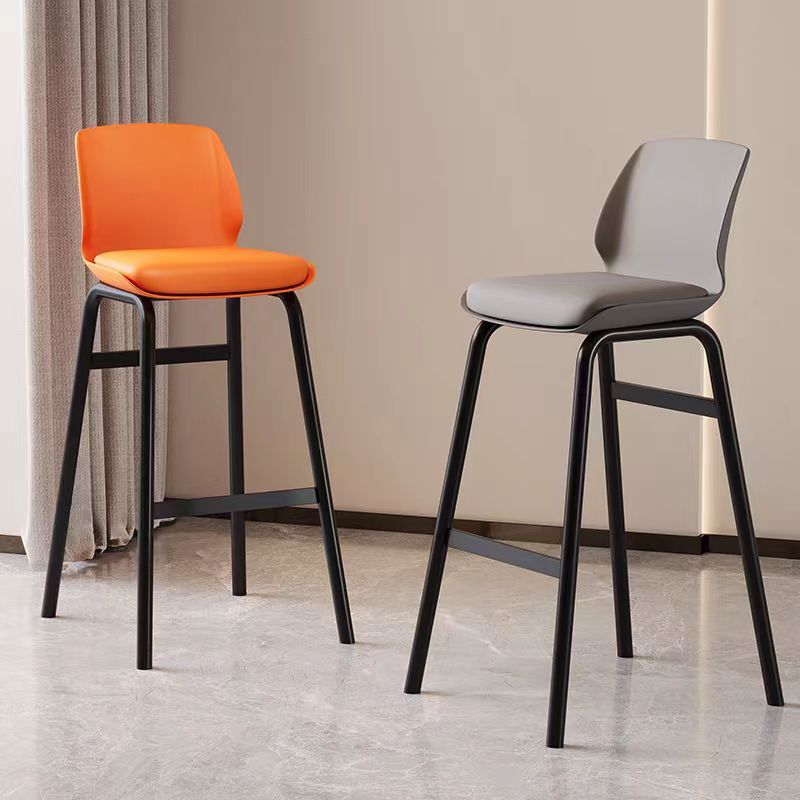 Nordic Square Leather Iron Plastic Bar Stool