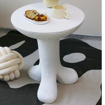Modern Art Deco Magnesium Oxide Round Side Table 3-Leg