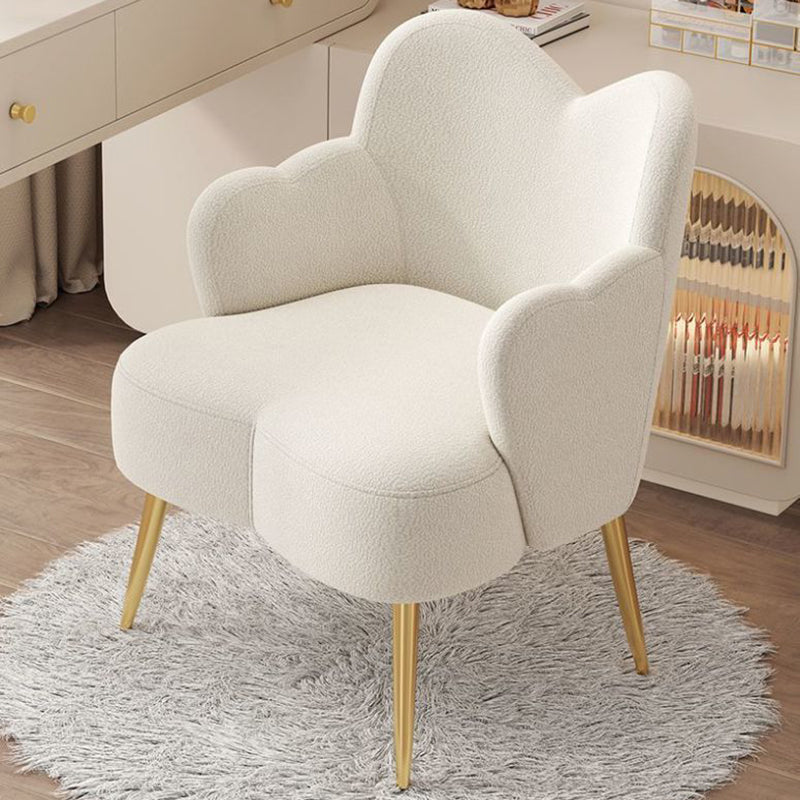 Minimalist Cream Curve Lambswool Vanity Stool — Gold / Yellow