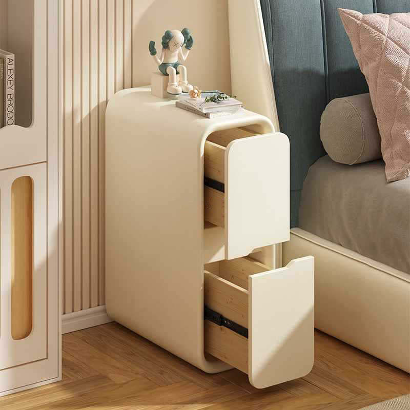 Minimalist Leather Nightstand 2-Drawer — Gray