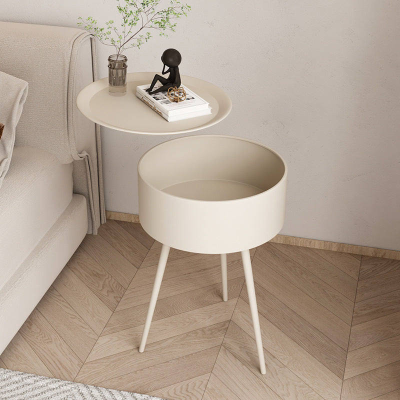 Minimalist Round Iron 1-Storage Nightstand