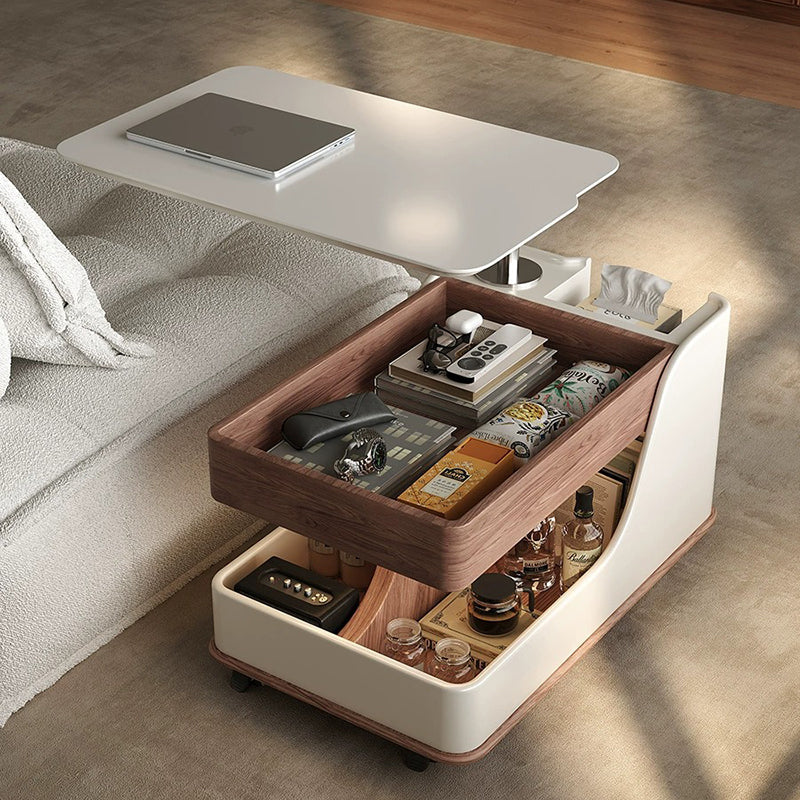 Nordic Sintered Stone Rectangular Side Table 3-Tier Casters