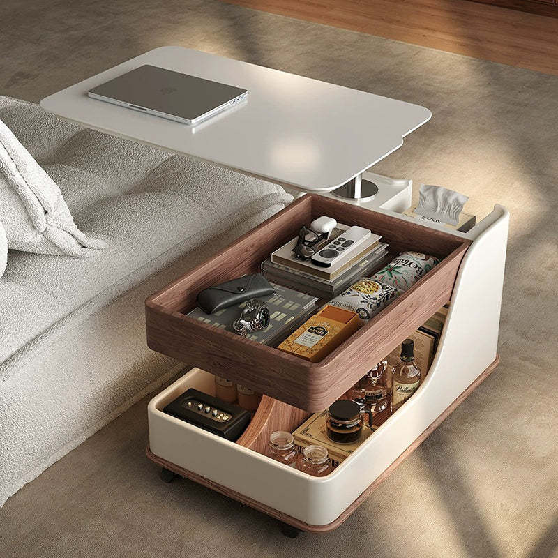 Nordic Sintered Stone Rectangular Side Table 3-Tier Casters