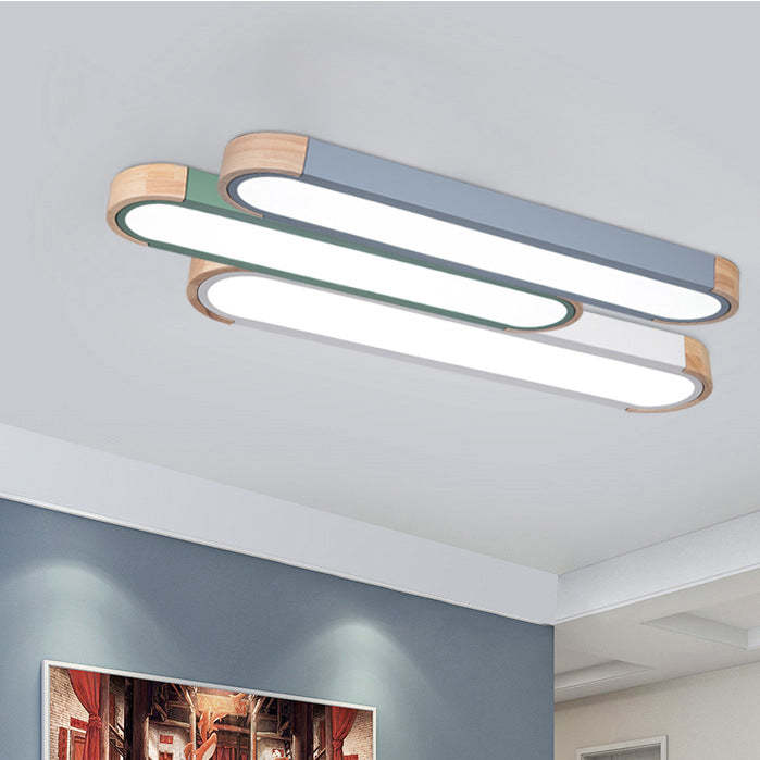 Scandinavian Long Oval Iron Flush Mount Light