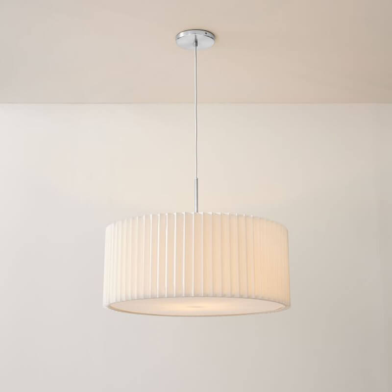 Nordic Minimalist Pleated Fabric Drum Cone Pendant Light