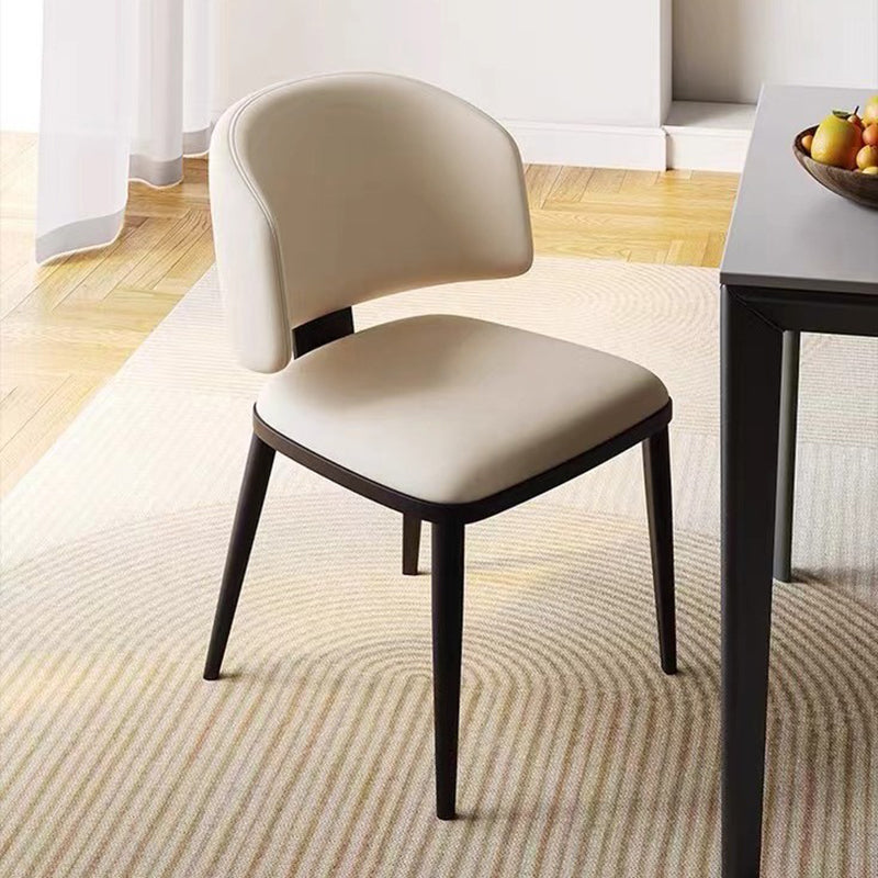 Minimalist Leather Iron Dining Chair