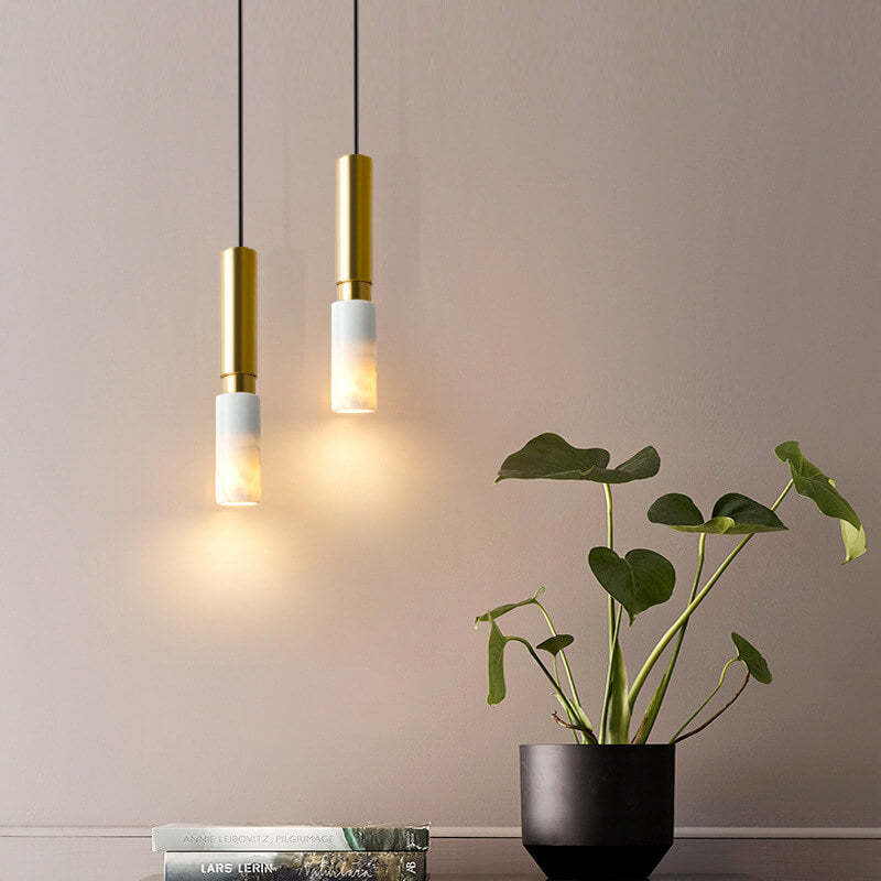 Nordic Terrazzo Column Metal Pendant Light