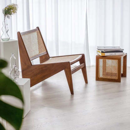 Vintage Rattan Solid Wood Coffee Table