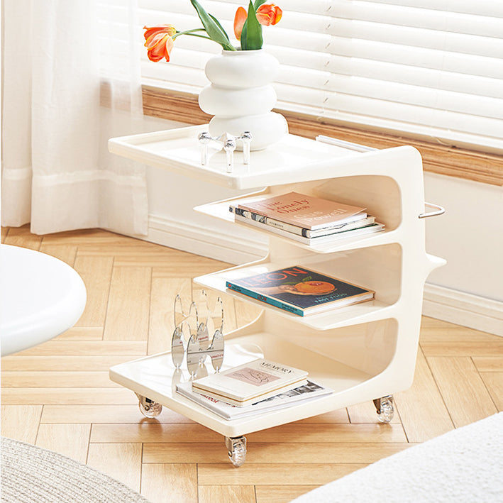 Minimalist Acrylic 4-Tier Wheeled End Table