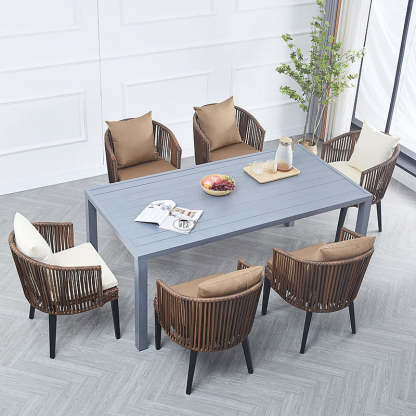 Traditional Farmhouse Rattan Metal Outdoor Dining Chair