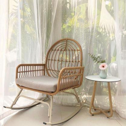 Chinese Rattan Steel Cushion Recliner