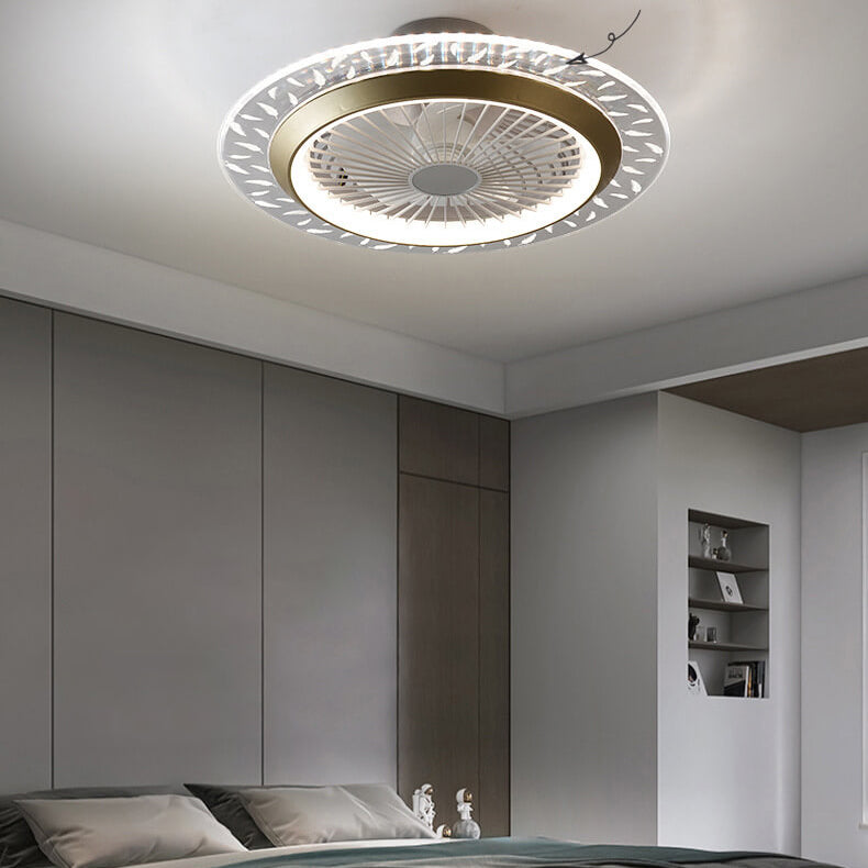 Modern RGB Acrylic Round LED Semi-Flush Ceiling Fan Light