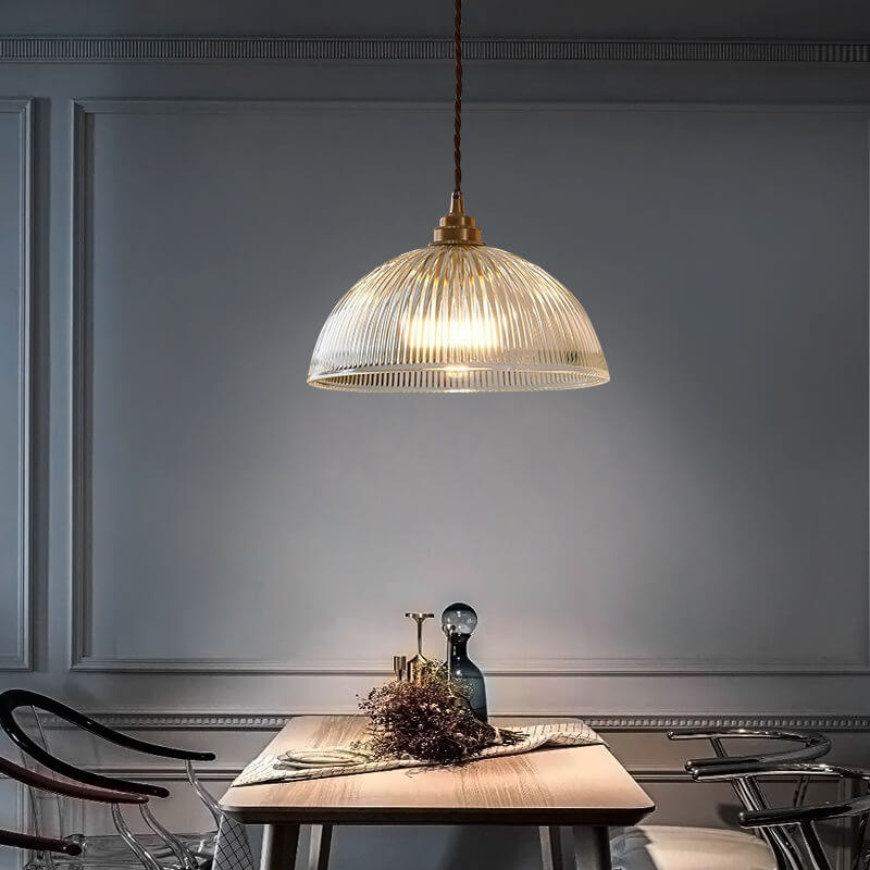 Brass modern dome clear pendant lighting — 7.87" W x 4.72" L x 7.48" H / 220V-240V (UK/AU)