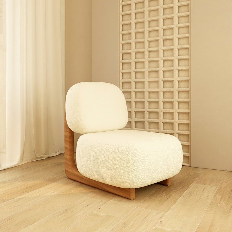 Nordic Lambswool Wooden Accent Chair