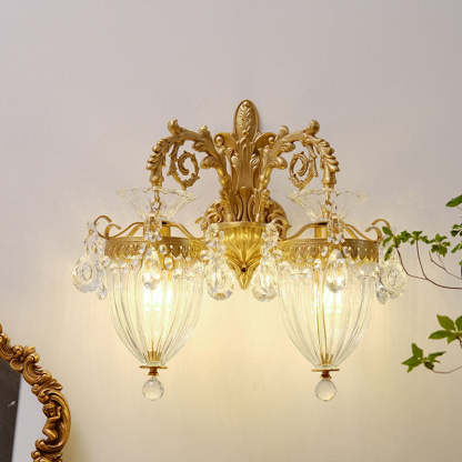 French Court Lantern Brass Crystal Sconce — 1 / 110V-120V For US/CA