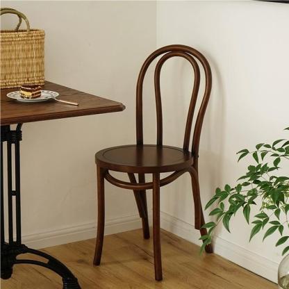 Chinese Wood Rattan Four-Leg Dining Chair — A / Honey Color