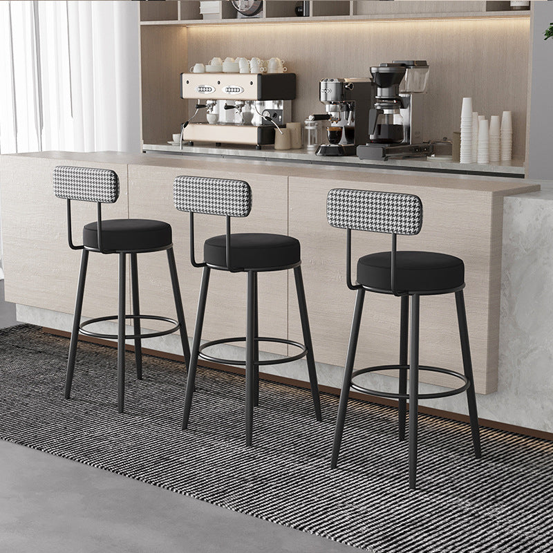 Nordic Round Upholstered Bar Stool — Pink Flannel Seat