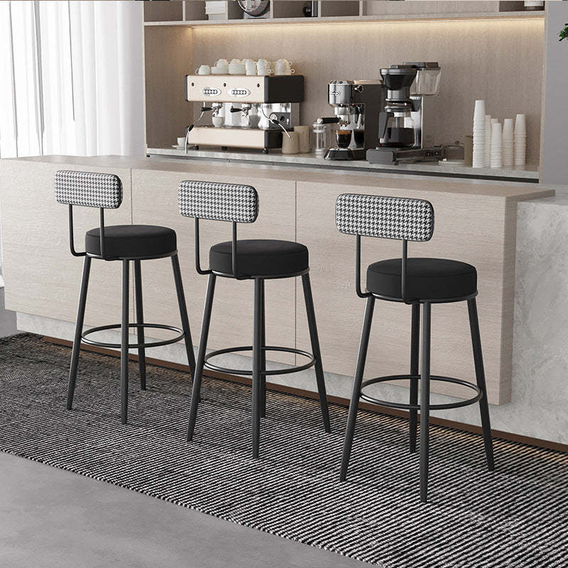 Nordic Round Upholstered Bar Stool — Pink Flannel Seat