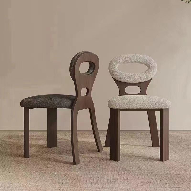 French Hollow Lambswool Wood Vanity Stool