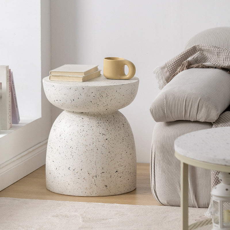 Nordic Cylinder Magnesium Oxide End Table - Beige