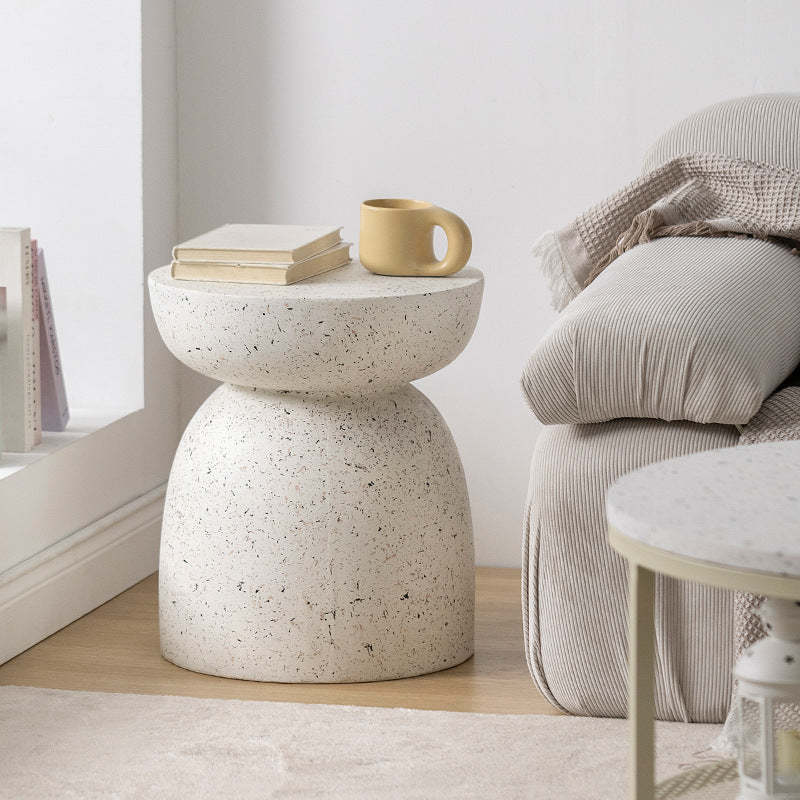 Nordic Cylinder Magnesium Oxide End Table — Beige