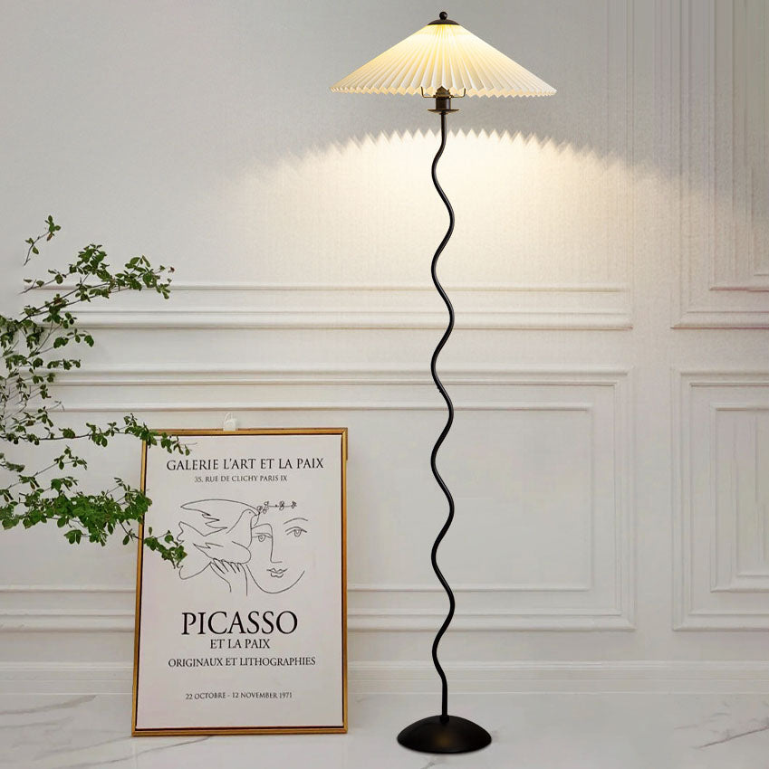 Vintage Pleated Fabric Floor Lamp