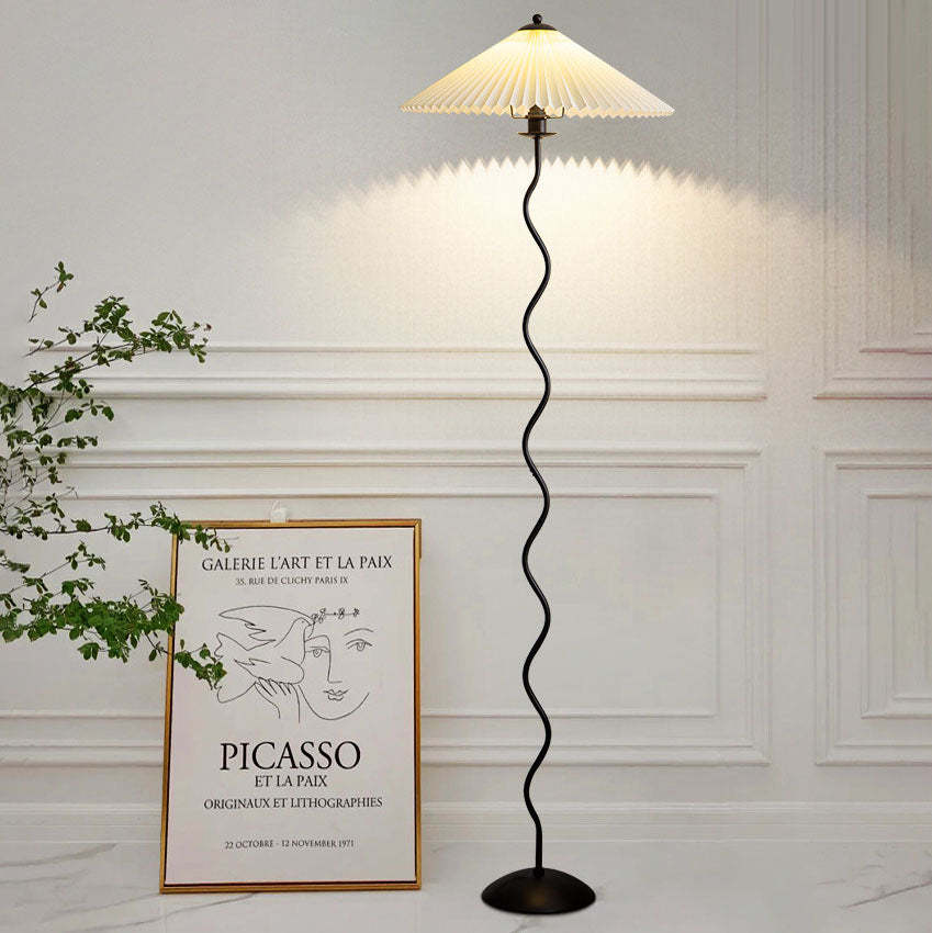 Vintage Pleated Fabric Floor Lamp