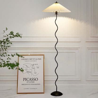 Vintage Pleated Fabric Floor Lamp