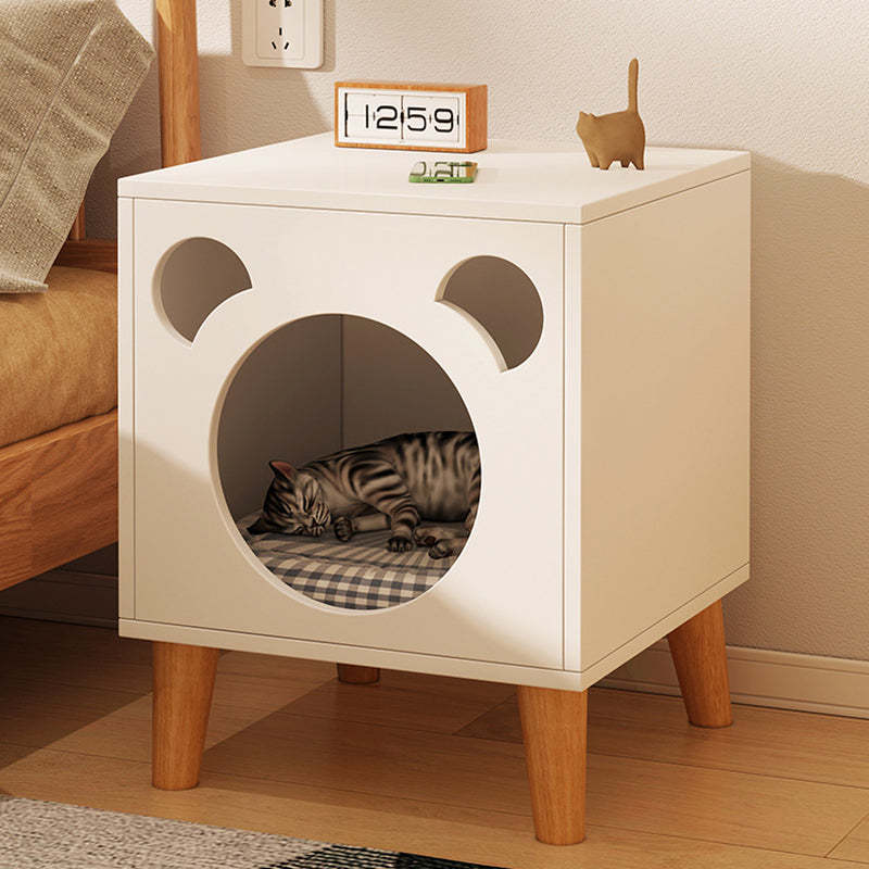 Minimalist Bear Faux Panel Wood Nightstand