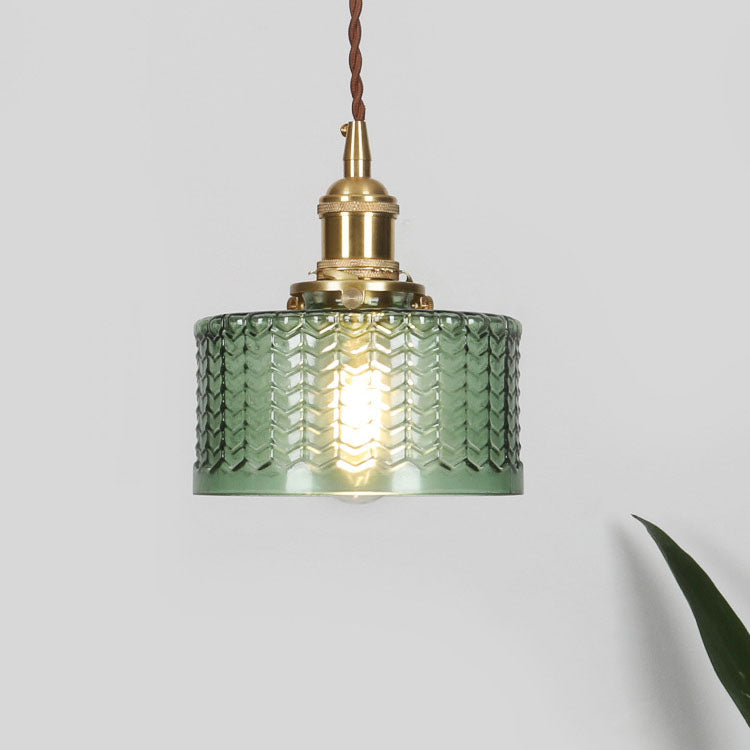Japanese Vintage Brass Glass Jar Pendant