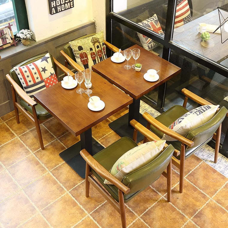 Nordic Leather Wood Rectangular Dining Chair